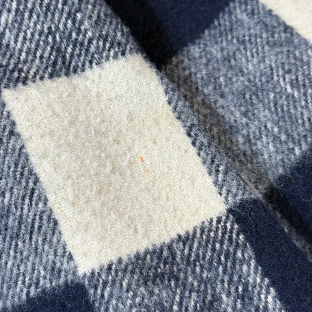 Vintage 70s Wool Buffalo Plaid Jacket Faux Fur-lined Navy Anchor Buttons Medium‎